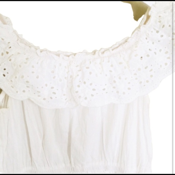 SPICY SUGAR Boho Off The Shoulder Dress With Crochet Detailing Ivory Size Small - Picture 4 of 5